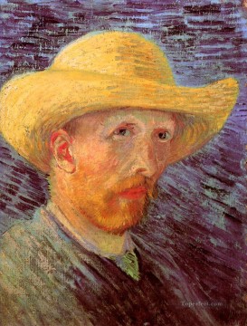 ヴィンセント・ヴァン・ゴッホ Painting - 麦わら帽子をかぶった自画像 3 フィンセント・ファン・ゴッホ